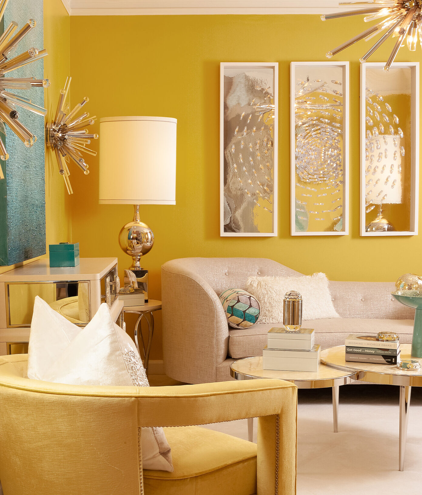 Beige Sofa in Yellow Room