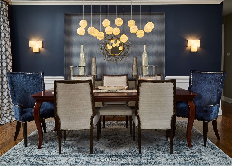 Brown and Blue Dining Room