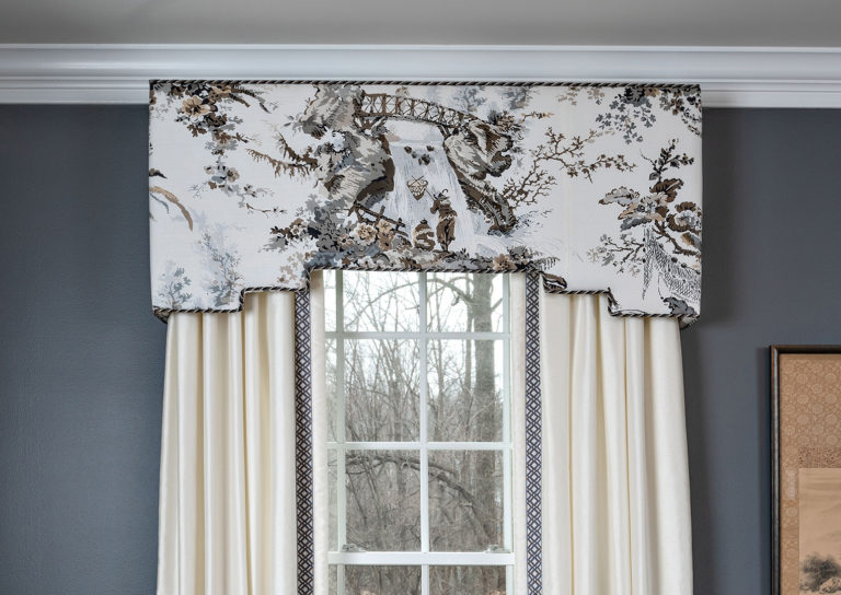 Cornice with Black and White Toile