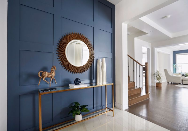 Foyer with Blue Accent Wall